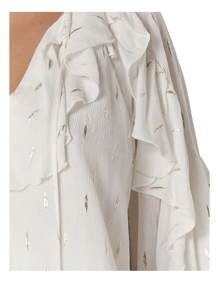 Delia Ruffle Top in White image 5