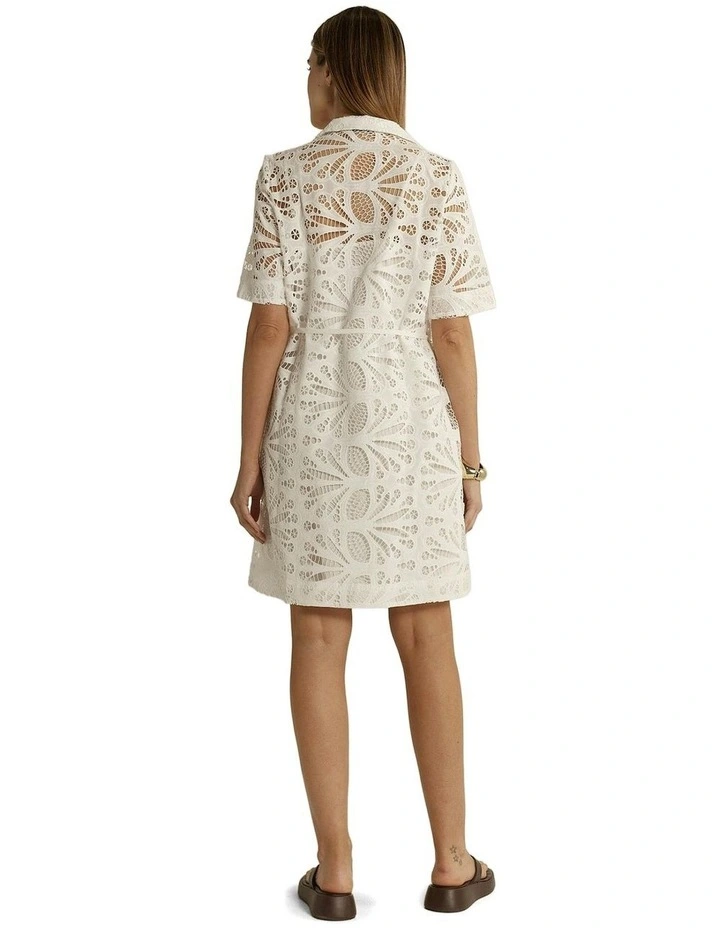 Elara Broderie Shirt Dress in Ivory image 2