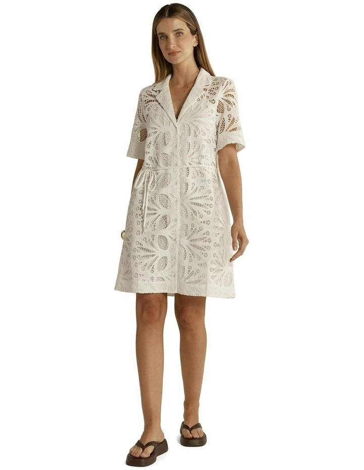 Elara Broderie Shirt Dress in Ivory image 4