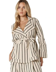 Luna Wrap Blazer in Cream/Black