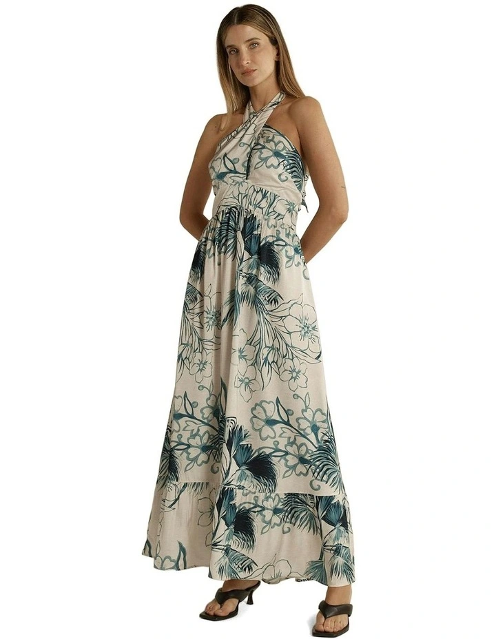 Solstice Palms Halter Dress in Palm Print image 4