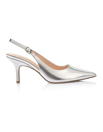 Shayley Slingback Stilettos in Silver Mirror
