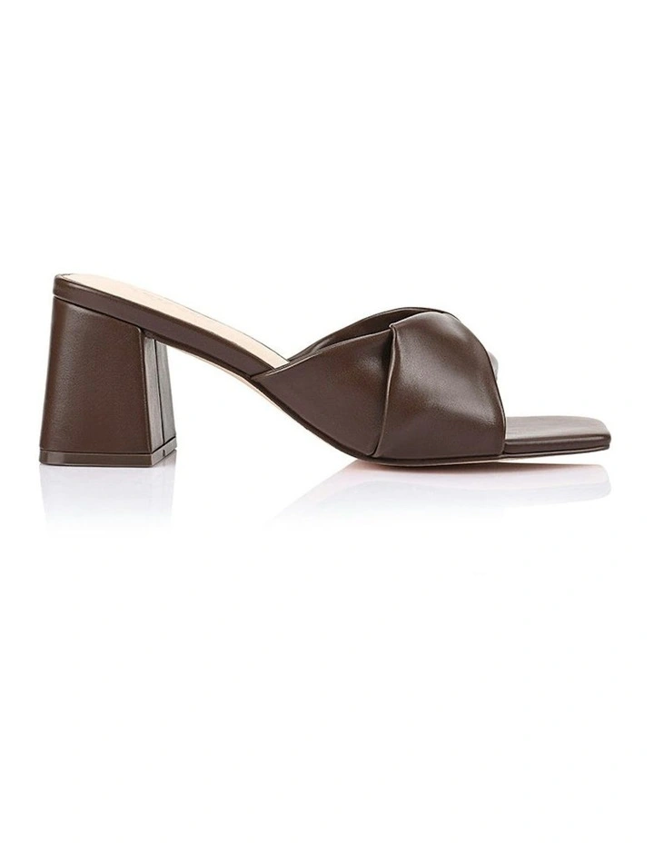 Stella Block Heel Mules in Chocolate Brown image 1