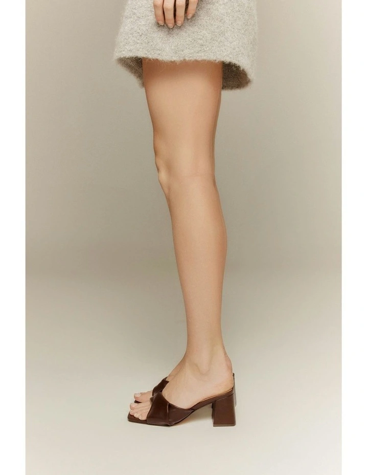 Stella Block Heel Mules in Chocolate Brown image 2