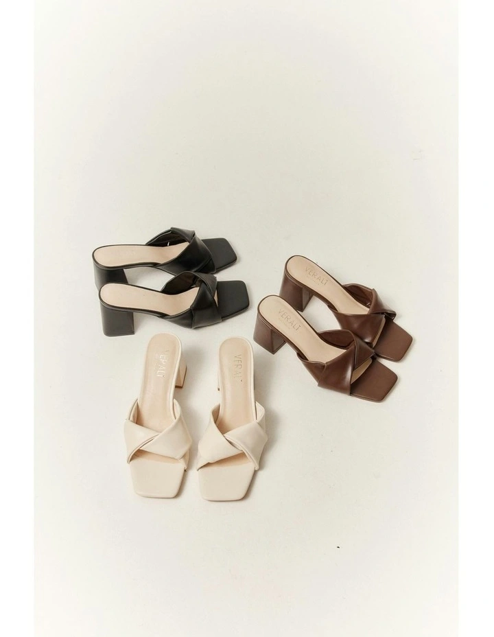 Stella Block Heel Mules in Chocolate Brown image 3