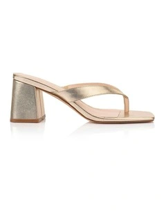 Stoked Block Heel Thongs in Gold