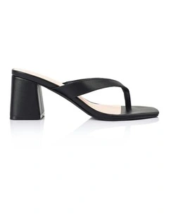 Stoked Block Heel Thongs in Black