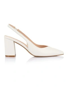 Elisha Slingback Block Heels in Chalk White