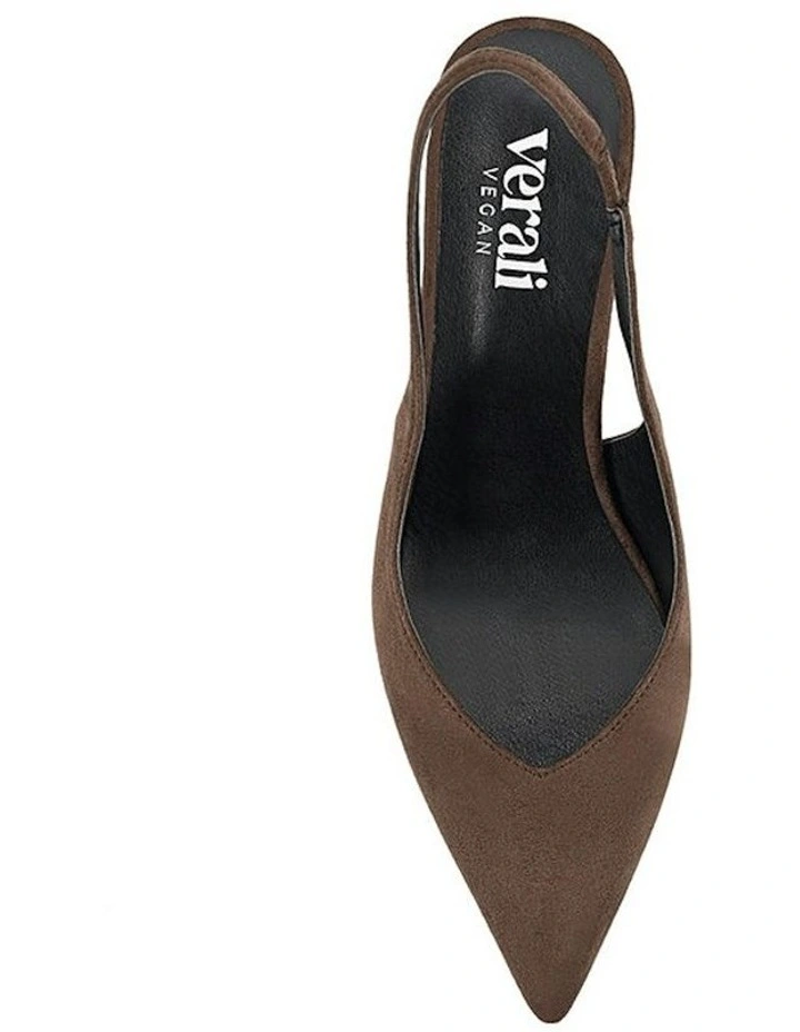 Elisha Slingback Block Heels in Chocolate Brown Micro image 4