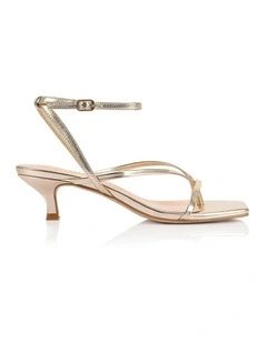 Maeve Kitten Heel Sandals in Champagne Gold