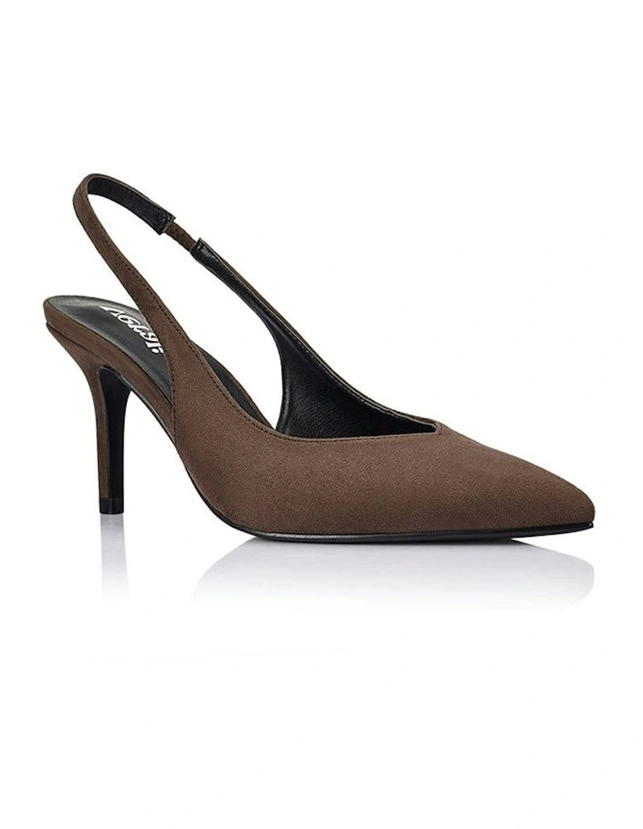Lemur Slingback Stilettos in Chocolate Brown Micro image 2