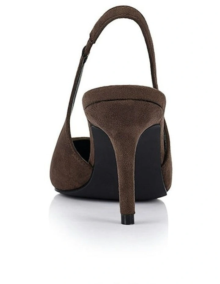 Lemur Slingback Stilettos in Chocolate Brown Micro image 3