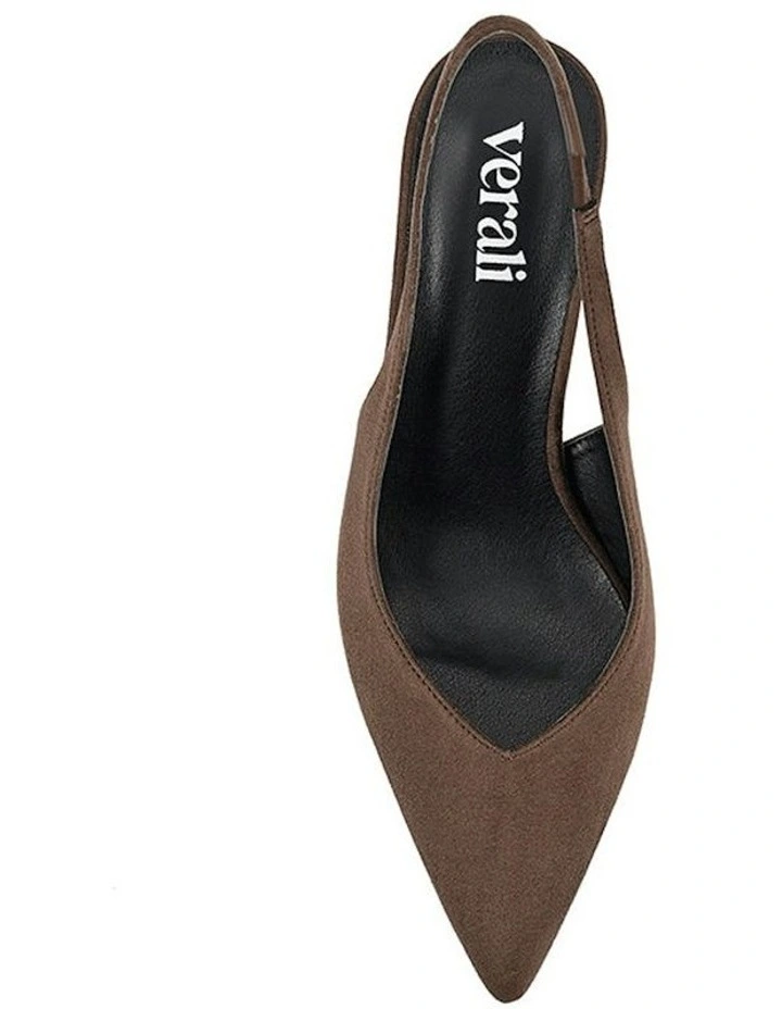 Lemur Slingback Stilettos in Chocolate Brown Micro image 4