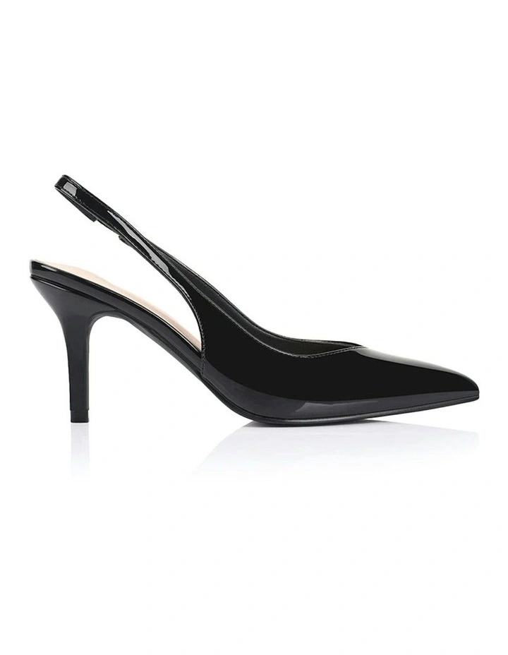 Lemur Slingback Stilettos in Black Patent image 1
