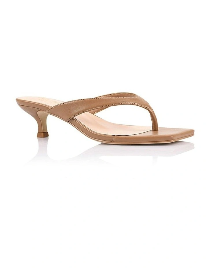 Martha Kitten Heel Thongs in Dark Camel Tan image 2