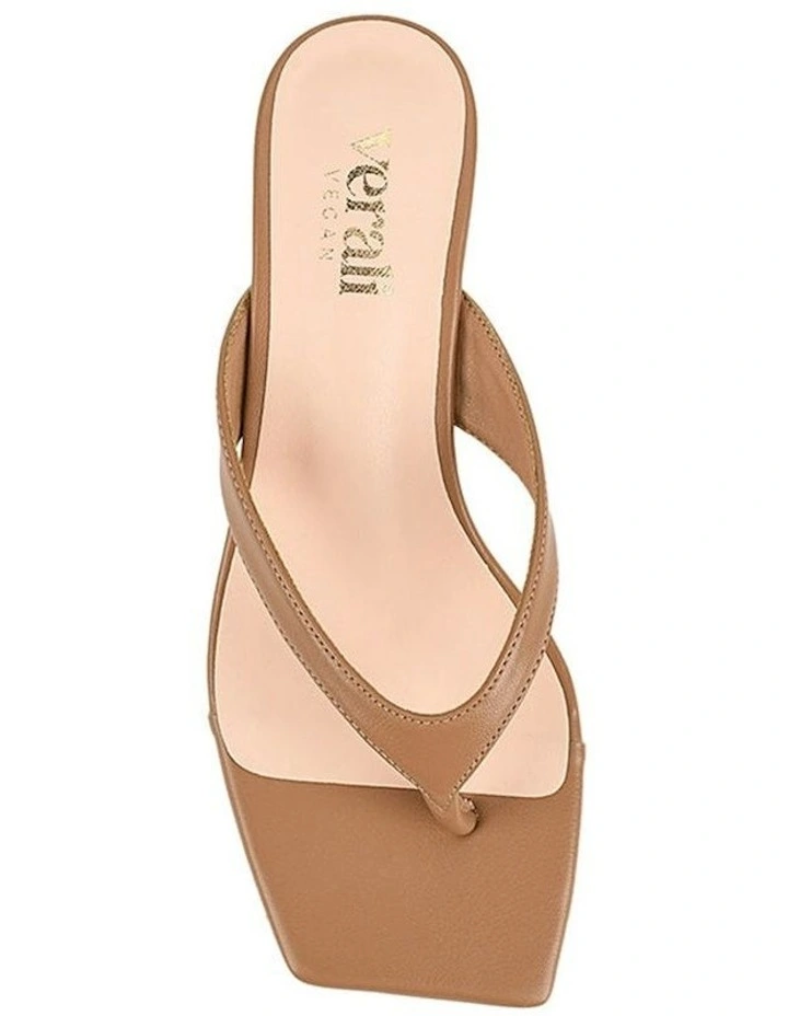 Martha Kitten Heel Thongs in Dark Camel Tan image 4
