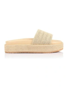 Romy Flatform Slides in Raffia