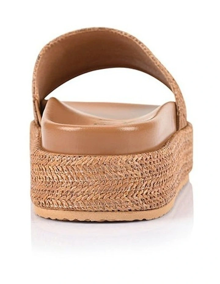 Romy Flatform Slides in Tan Raffia image 3