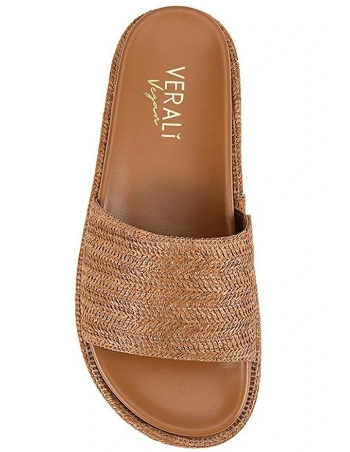 Romy Flatform Slides in Tan Raffia image 4