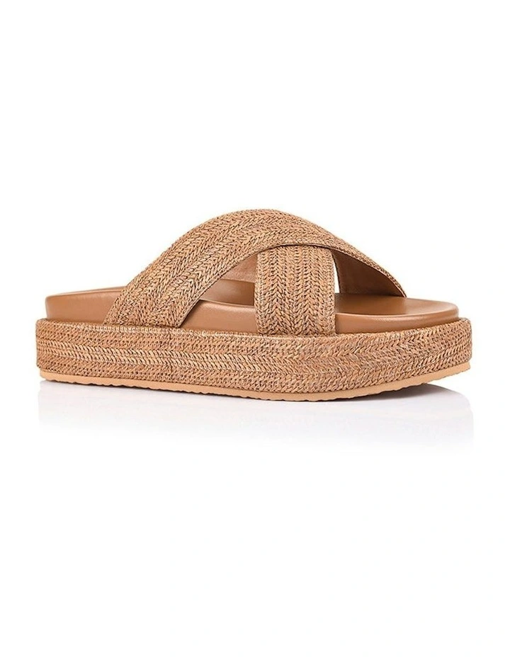 Roman Platform Slides in Tan Raffia image 2