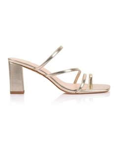 Nature Block Heel Mules in Champagne Gold