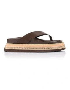 Theo Platform Thongs in Chocolate Brown