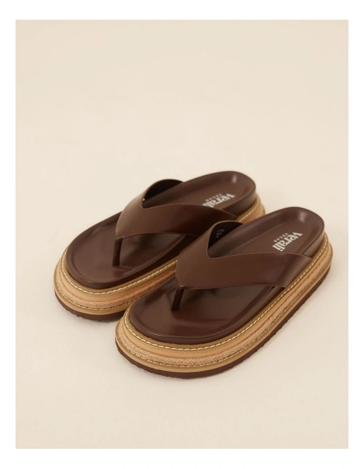 Theo Platform Thongs in Chocolate Brown image 2