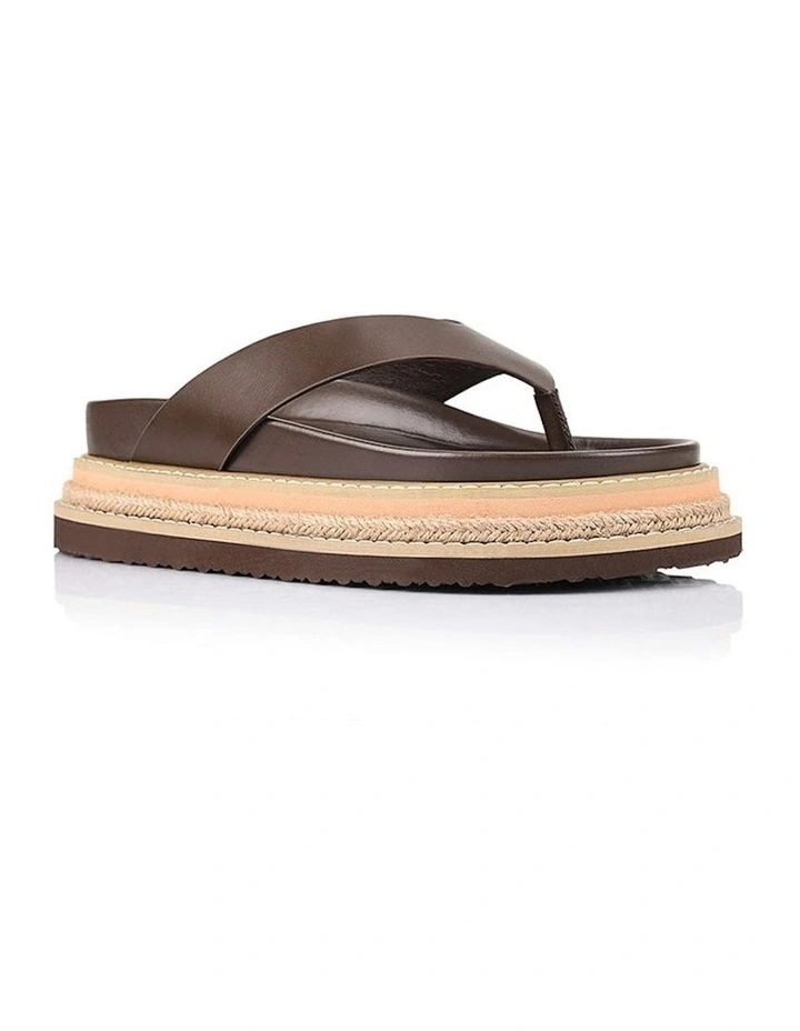 Theo Platform Thongs in Chocolate Brown image 2