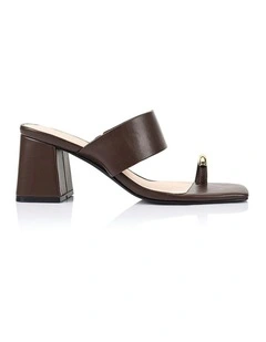 Stassie Block Heel Mules in Chocolate