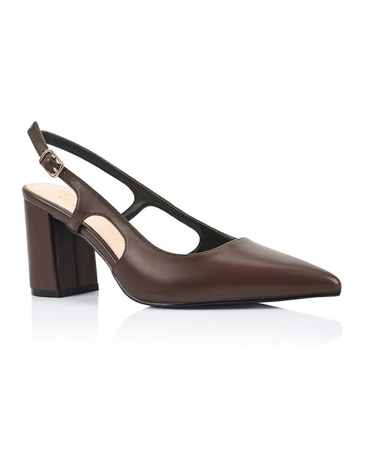 Elton Slingback Block Heels Shoe in Chocolate image 2