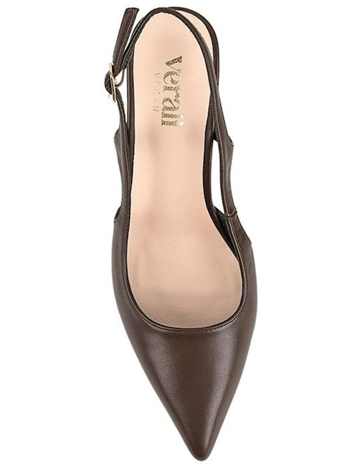 Elton Slingback Block Heels Shoe in Chocolate image 4