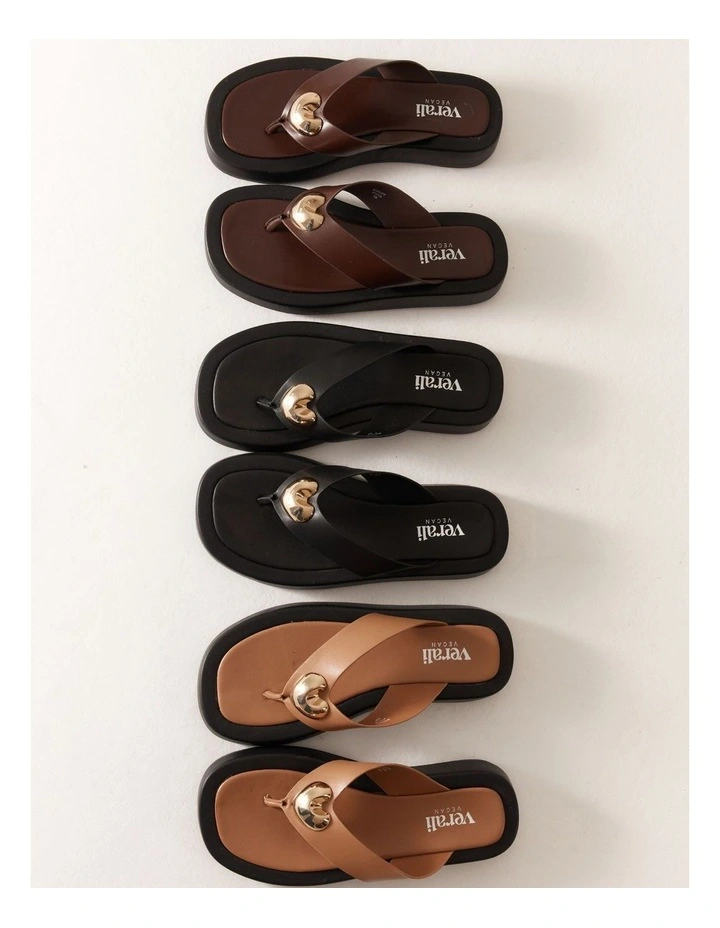 Bosley Platform Thongs in Camel image 2