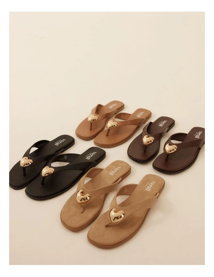Sara Casual Thongs in Taupe Micro image 4
