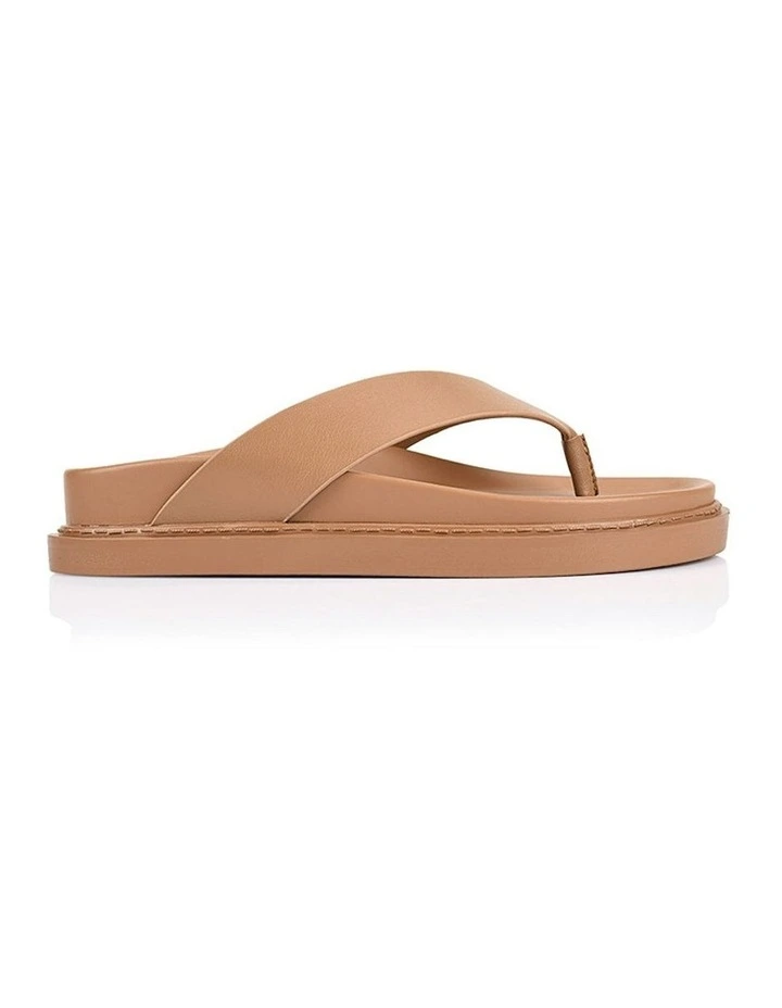 Bridget Footbed Slides in Dark Camel Tan image 1