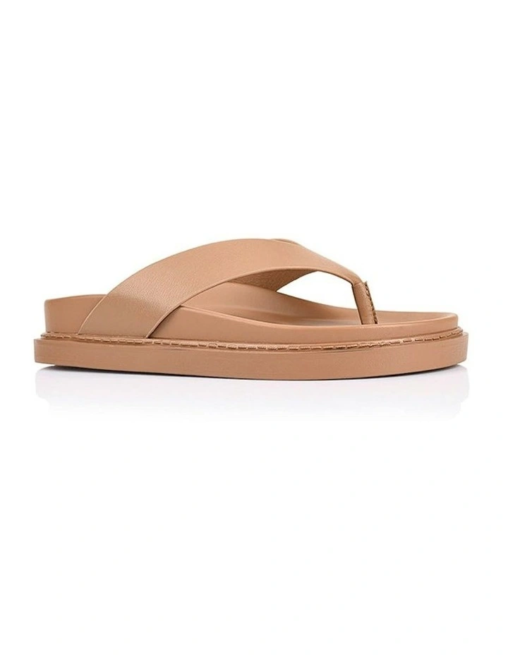 Bridget Footbed Slides in Dark Camel Tan image 2