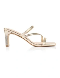 Ginny Block Heel Mules in Champagne Gold