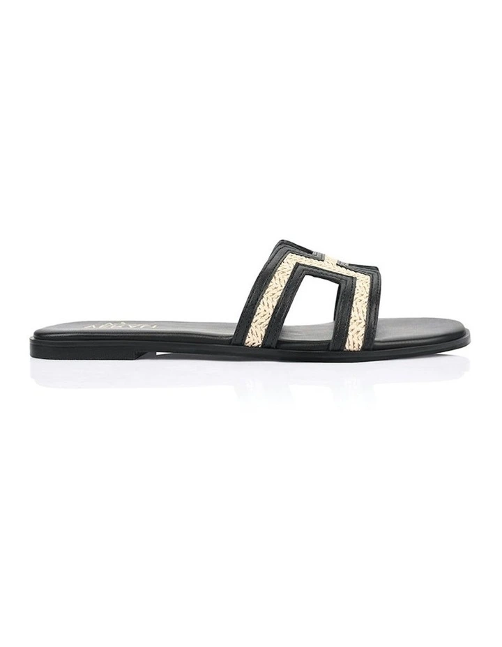 Sandra Casual Slides in Black/Raffia image 1