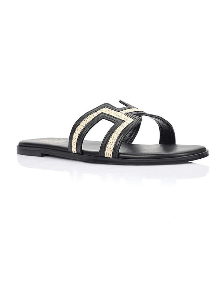 Sandra Casual Slides in Black/Raffia image 2