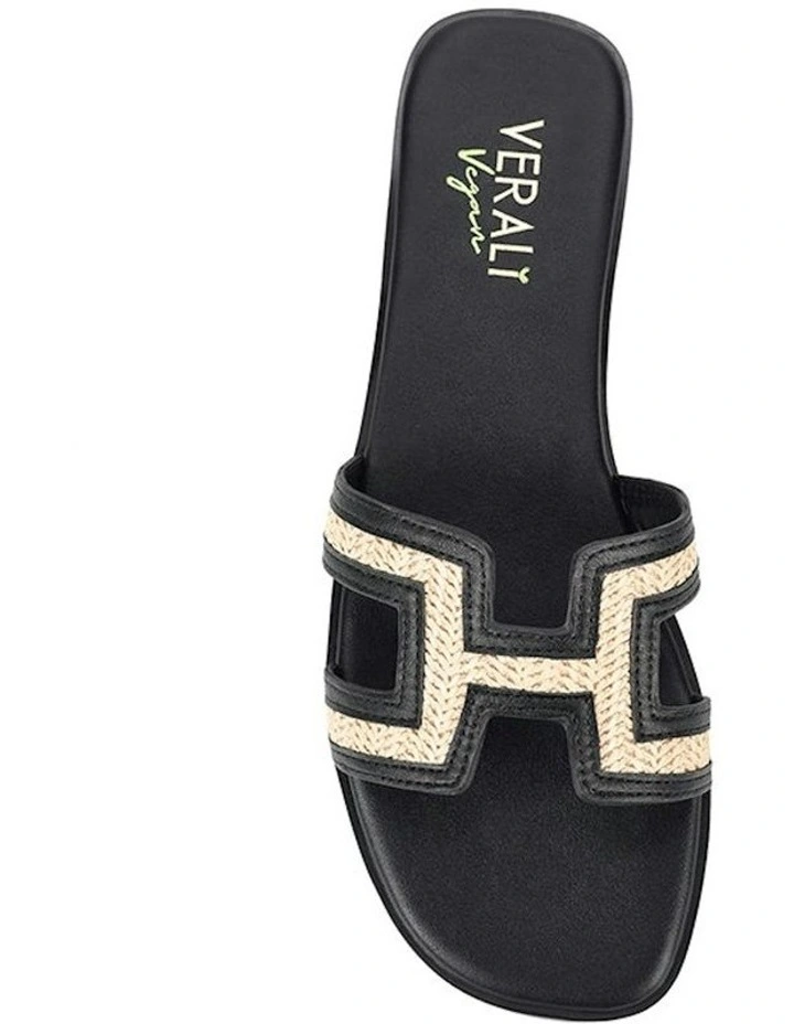 Sandra Casual Slides in Black/Raffia image 4