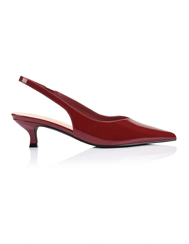 Lush Slingback Kitten Heels in Wine Patent image 1