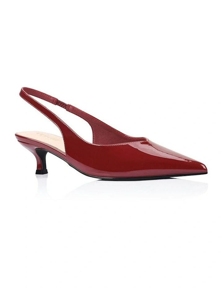 Lush Slingback Kitten Heels in Wine Patent image 2