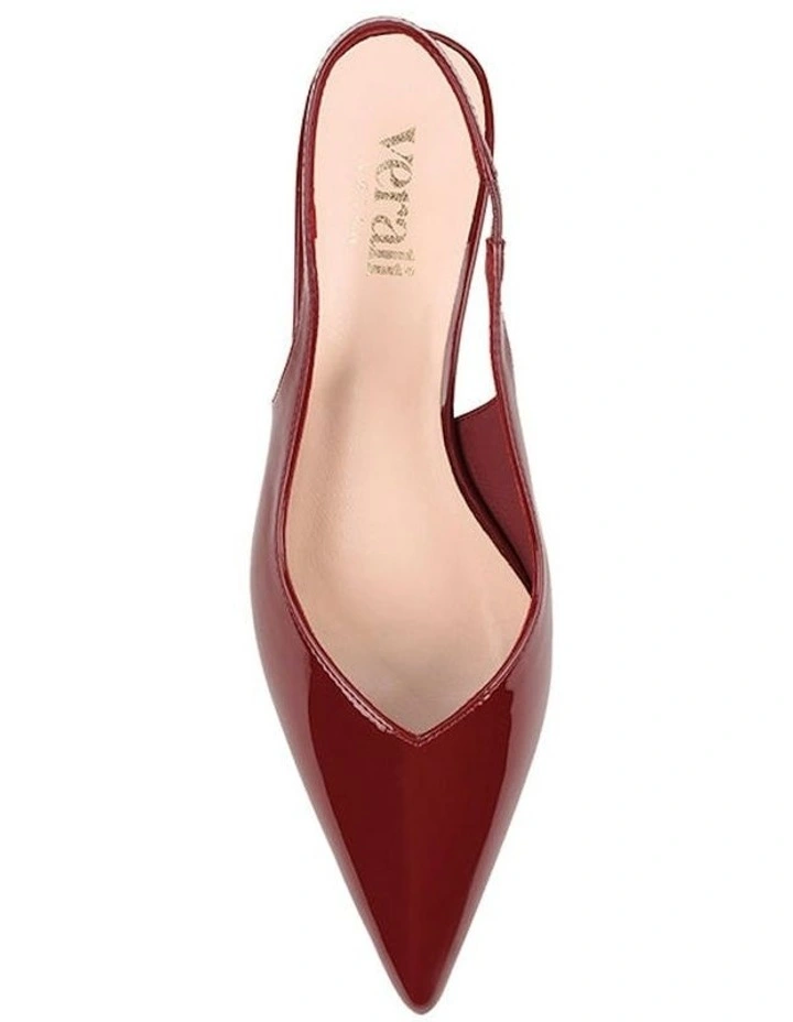 Lush Slingback Kitten Heels in Wine Patent image 4