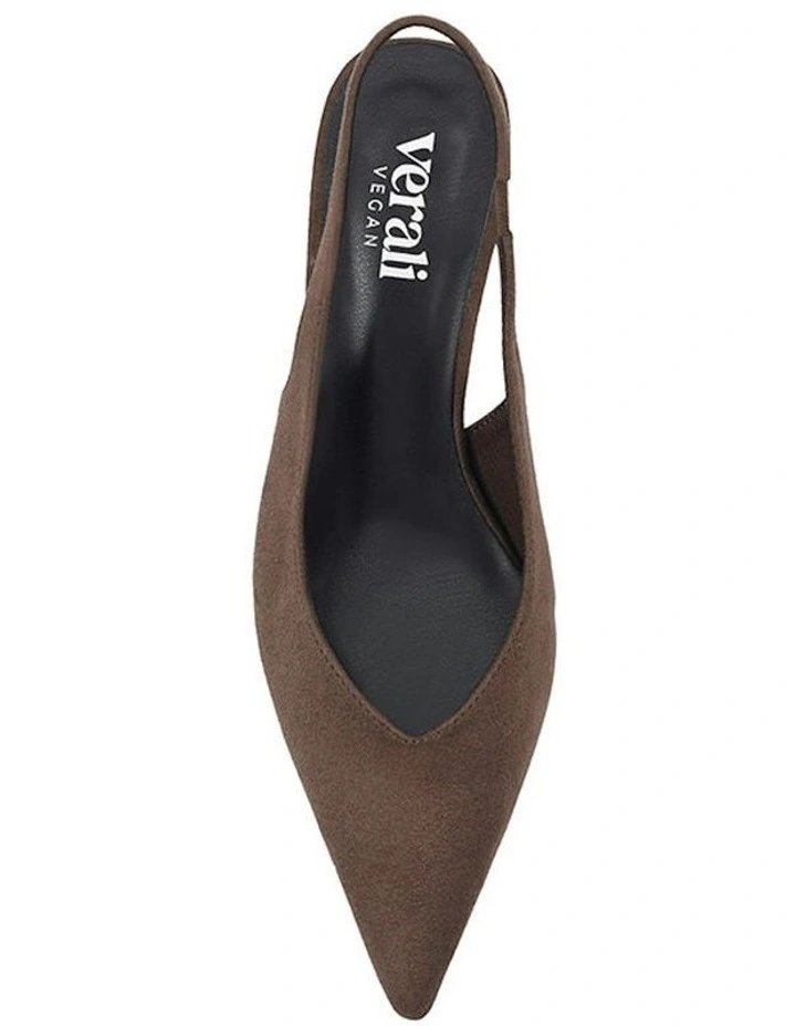 Lush Slingback Kitten Heels in Chocolate Brown Micro image 4