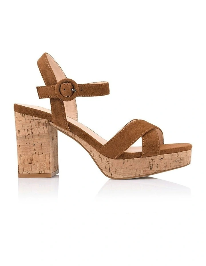 Hazel Platform Heels in Chestnut Tan Micro image 1