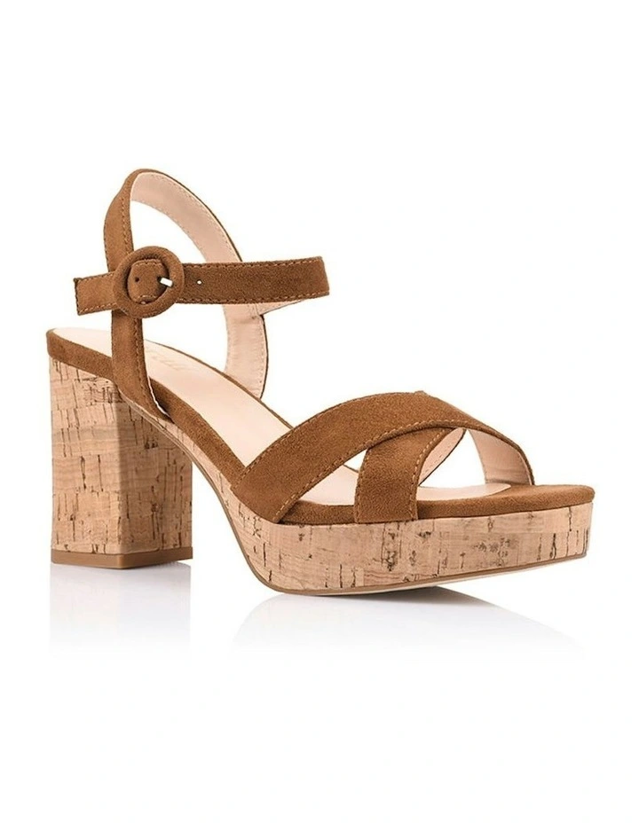 Hazel Platform Heels in Chestnut Tan Micro image 2