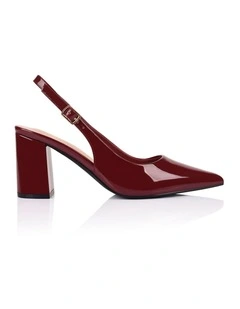 Elio Slingback Block Heels in Wine Patent
