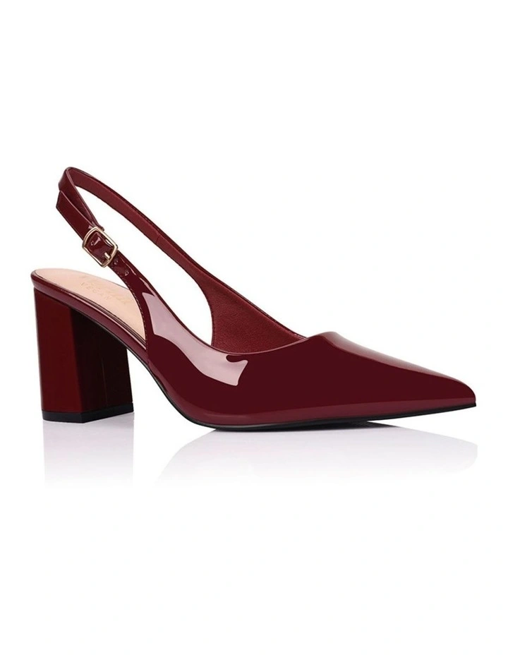 Elio Slingback Block Heels in Wine Patent image 2