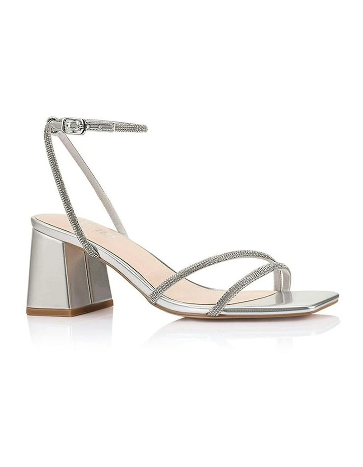 Strawberry Block Heel Sandals in Silver image 2