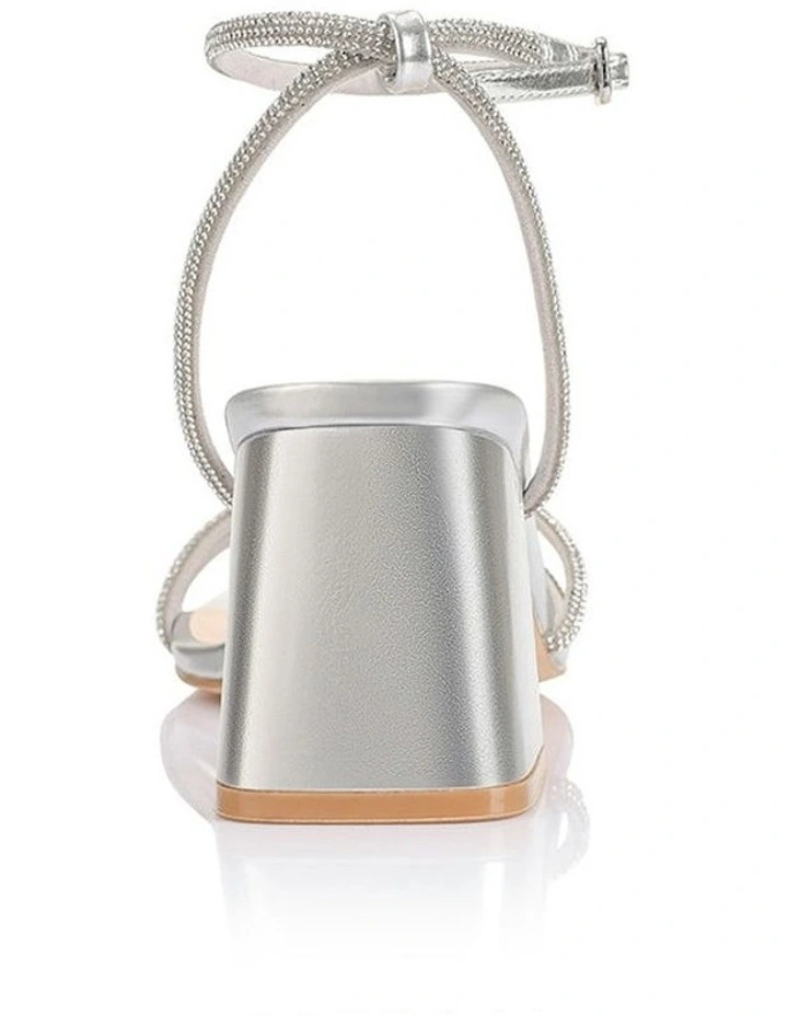 Strawberry Block Heel Sandals in Silver image 3