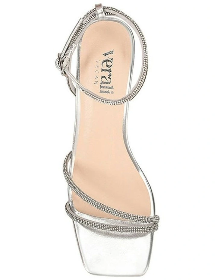 Strawberry Block Heel Sandals in Silver image 4